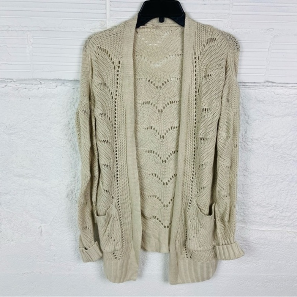 Pink Republic Cream Open Knit Cardigan size medium